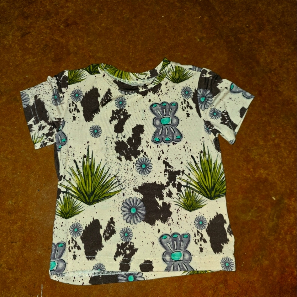 Western print girls 1T top